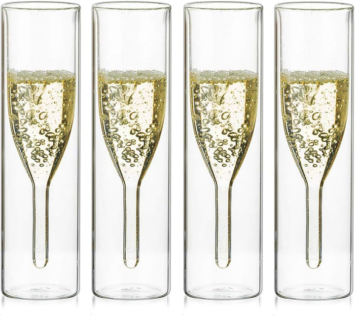 Sziqiqi Massive Doppelwandige Champagnerglas Kristallgläser, Classics Tulip Goblet Stemless Clear Gl