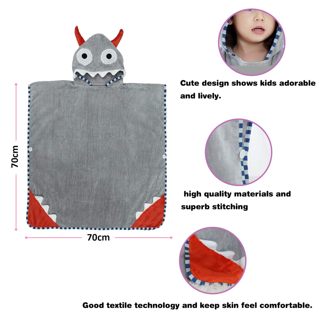COOKY.D Baby Poncho Badetuch mit Kapuze, 100% Baumwolle, für Jungen und Mädchen, 70 x 70 cm, 0-6 Jah