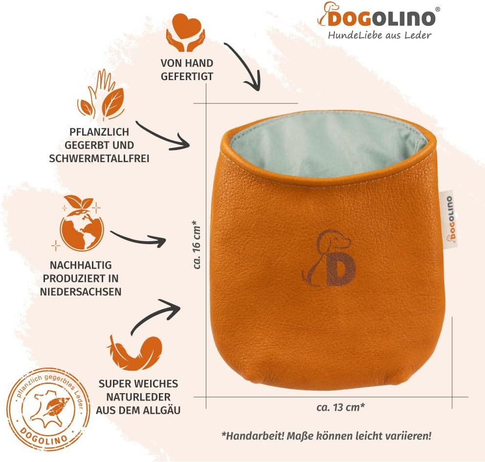 DOGOLINO® Leckerli-Beutel für Hunde aus Leder - Leckerlitasche - Futterbeutel für Hundetraining - Kl