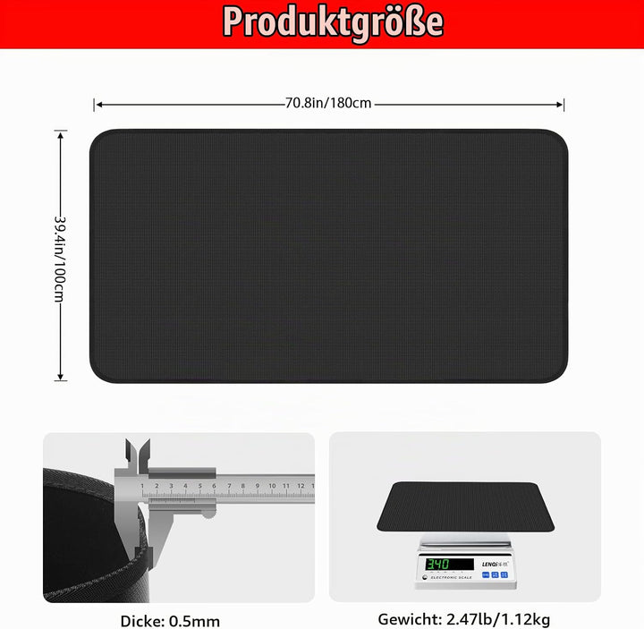 Feuerfeste Unterlage, 180x100cm Faltbare Grillmatte Hitzeschutzmatte, Bodenschutz Grillunterlage, 3