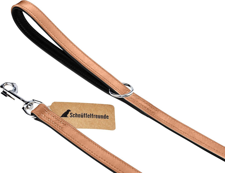Schnüffelfreunde Hundeleine aus Leder - Führleine (180cm, Beige) 180cm Beige, 180cm Beige