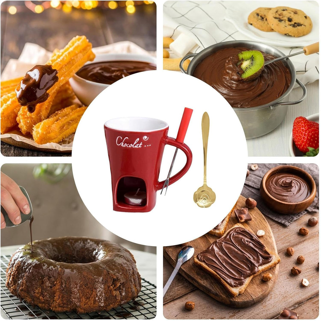 Fondue-Tasse | hitzebeständiger Keramik-Topf | Mini-Fonduetasse | für Käse, Karamell, Marshmallows S