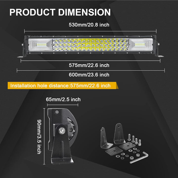 Willpower LED Arbeitsscheinwerfer Bar 22 Zoll 56cm 270W LED Scheinwerfer 12V 24V mit Kabelbaum Flutl