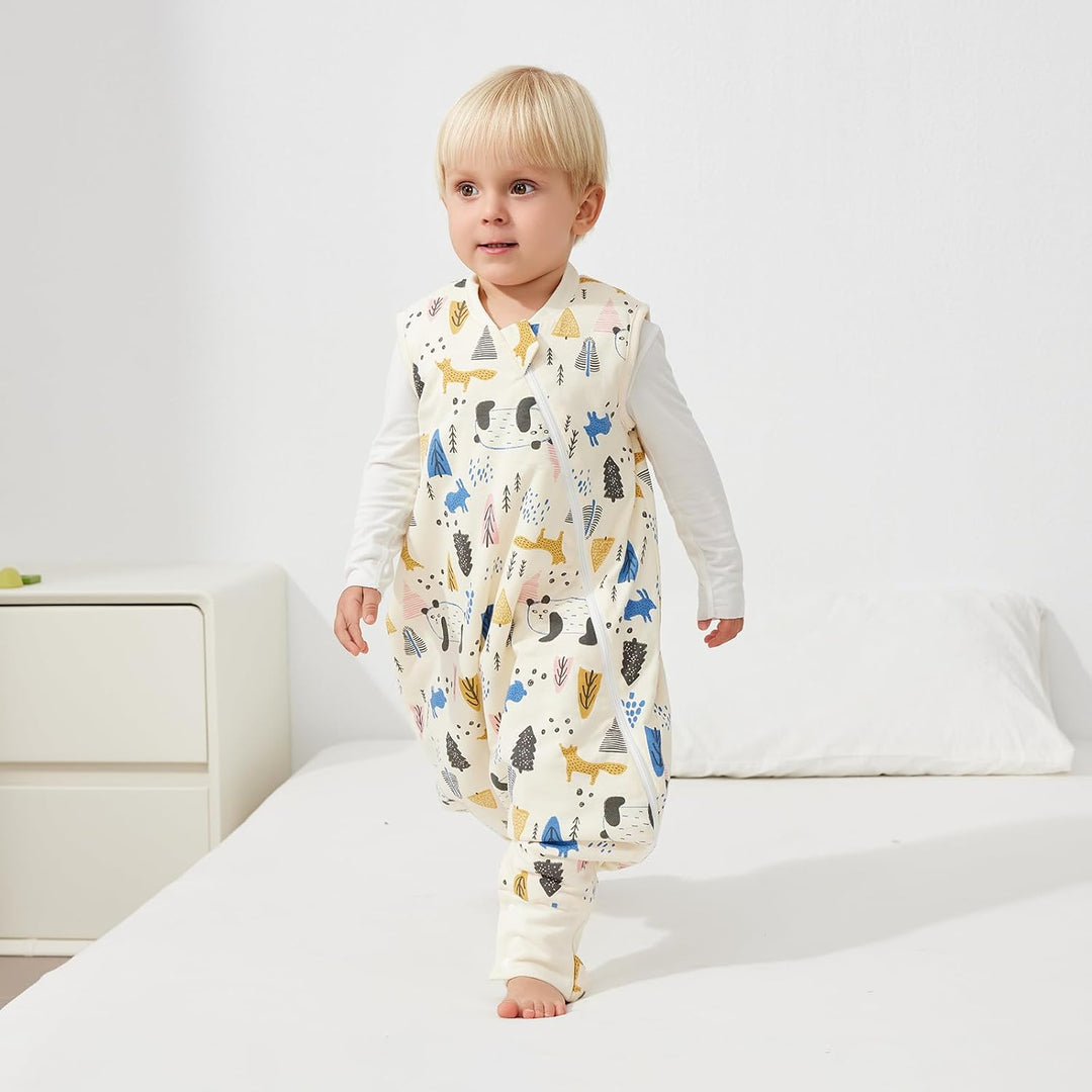 Duomiaomiao Schlafsack mit füssen, Schlafsack mit füssen ganzjahres, 100% Baumwolle Schlafsack Baby,