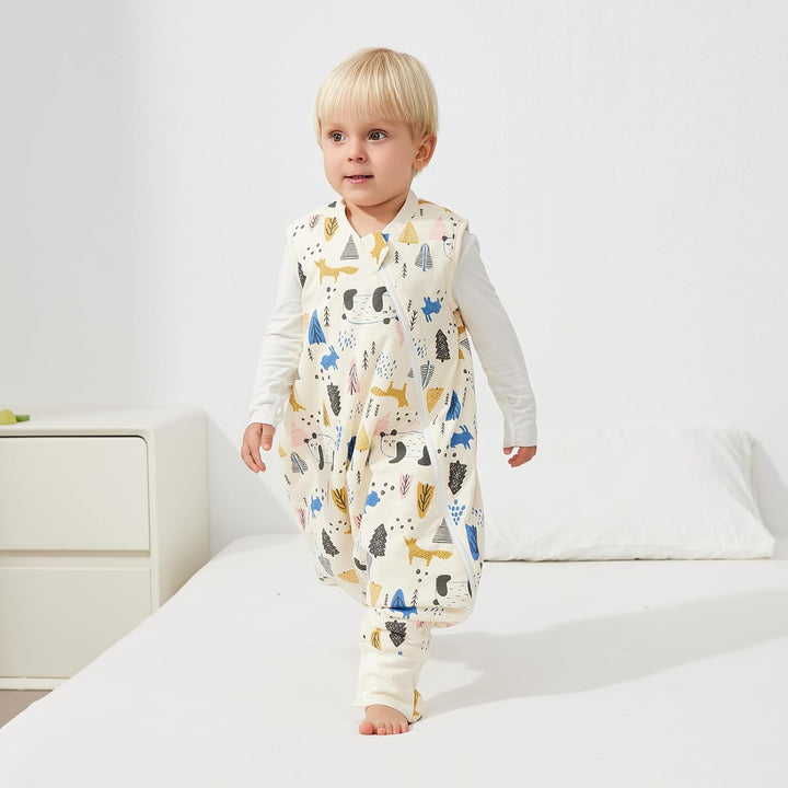 Duomiaomiao Schlafsack mit füssen, Schlafsack mit füssen ganzjahres, 100% Baumwolle Schlafsack Baby,