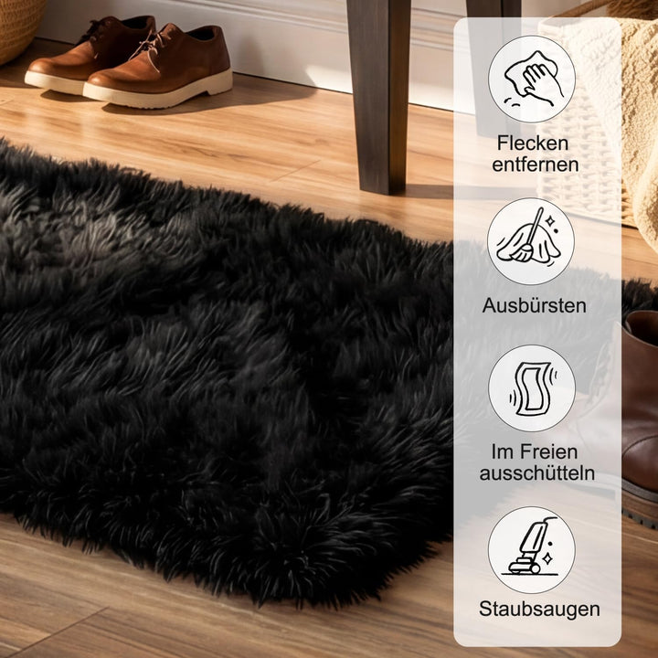 VOFUSHON Wohnzimmer Hochflor Teppich,Shaggy Flur Läufer Teppich Modern Flauschiger Weich Teppich Gro