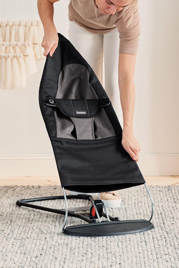 BabyBjörn Bouncer Balance Soft, Baumwolle, Schwarz/Dunkelgrau Gewebt schwarz / dunkelgrau, Gewebt sc
