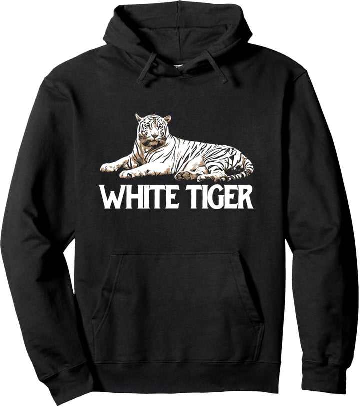 White Tiger Lover Minimalist Vintage Wildlife Graphic Pullover Hoodie