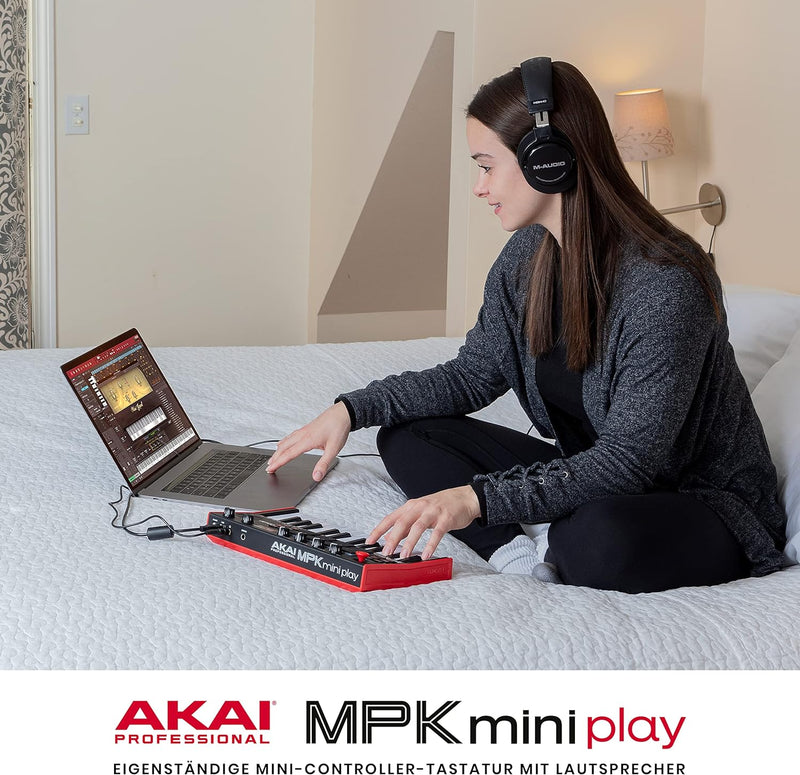 AKAI Professional MPK Mini Play MK3 - MIDI Keyboard Controller mit eingebautem Lautsprecher und Soun