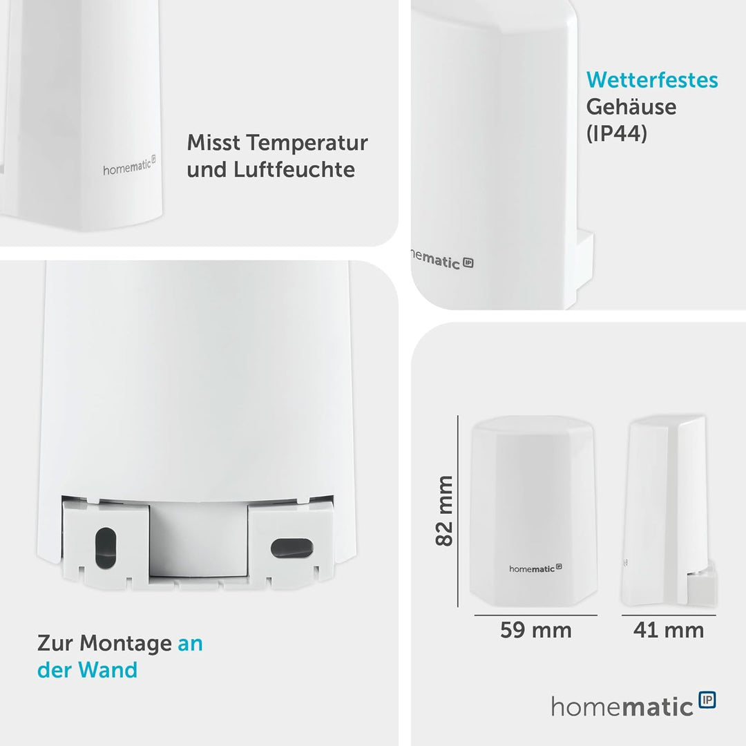 Homematic IP Smart Home Temperatur- und Luftfeuchtigkeitssensor – aussen, weiss, Zubehör für Ihr mit