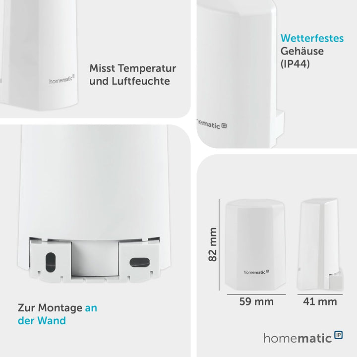 Homematic IP Smart Home Temperatur- und Luftfeuchtigkeitssensor – aussen, weiss, Zubehör für Ihr mit