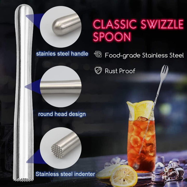 Cocktail Stössel Aus Edelstahl Mit Stössel Rührlöffel,Zitronen Stampfer Eisstössel Muddler Zum Maisc