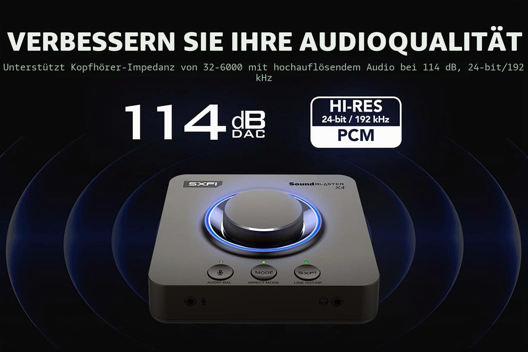 Creative Sound Blaster X4 Hi-Res 24 Bit/192 kHz externer USB-DAC und Amp-Soundkarte, Mehrkanal, 7.1