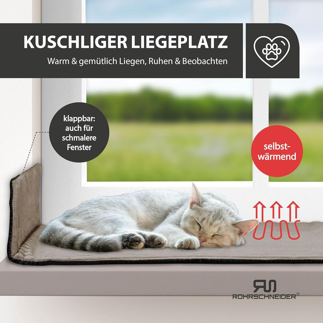 Rohrschneider Katzen Fensterliege | selbstwärmende Katzendecke | Made in EU | Katzenkissen mit Rutsc