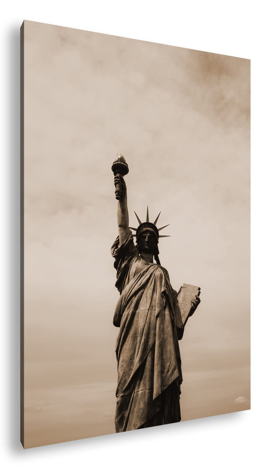 Symbol der Freiheit Effekt: Sepia, Format: 80x60 als Leinwandbild, Motiv fertig gerahmt auf Echtholz