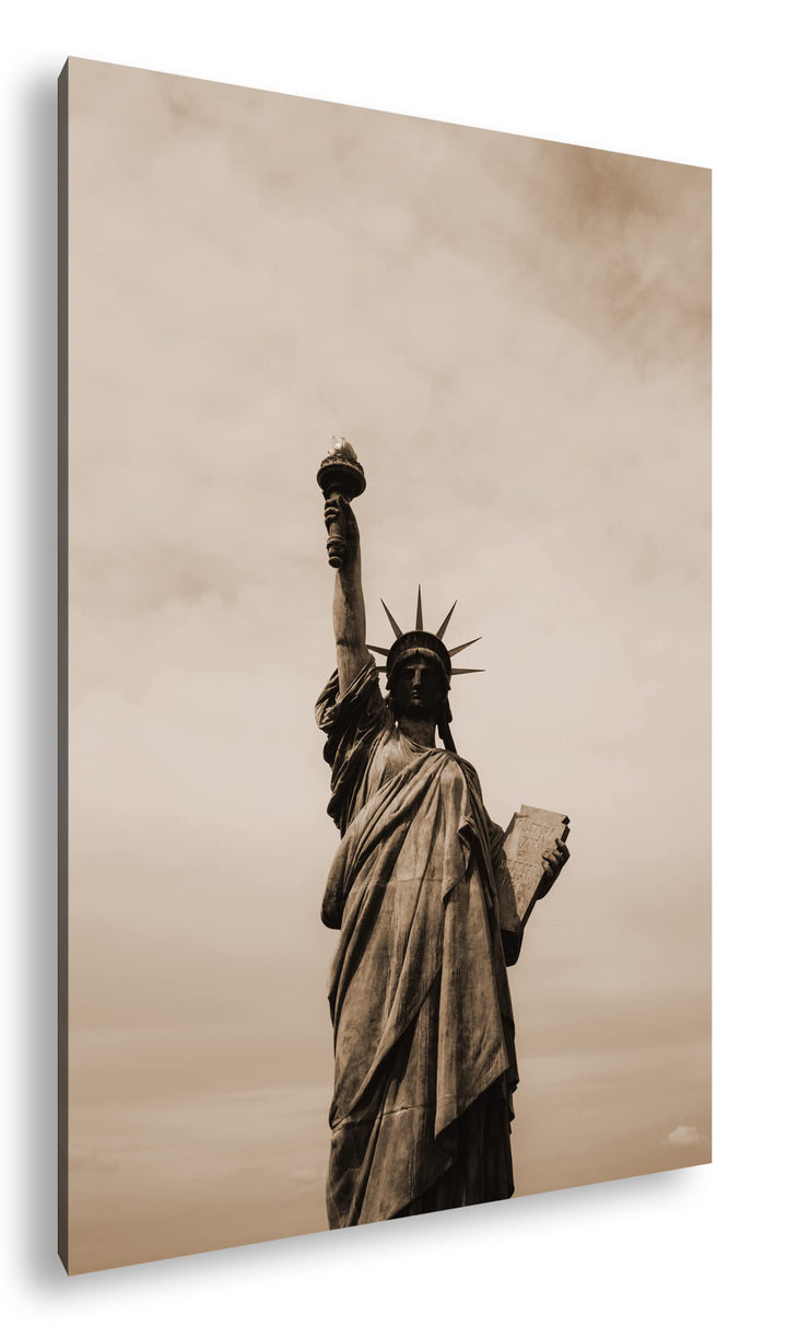 Symbol der Freiheit Effekt: Sepia, Format: 80x60 als Leinwandbild, Motiv fertig gerahmt auf Echtholz