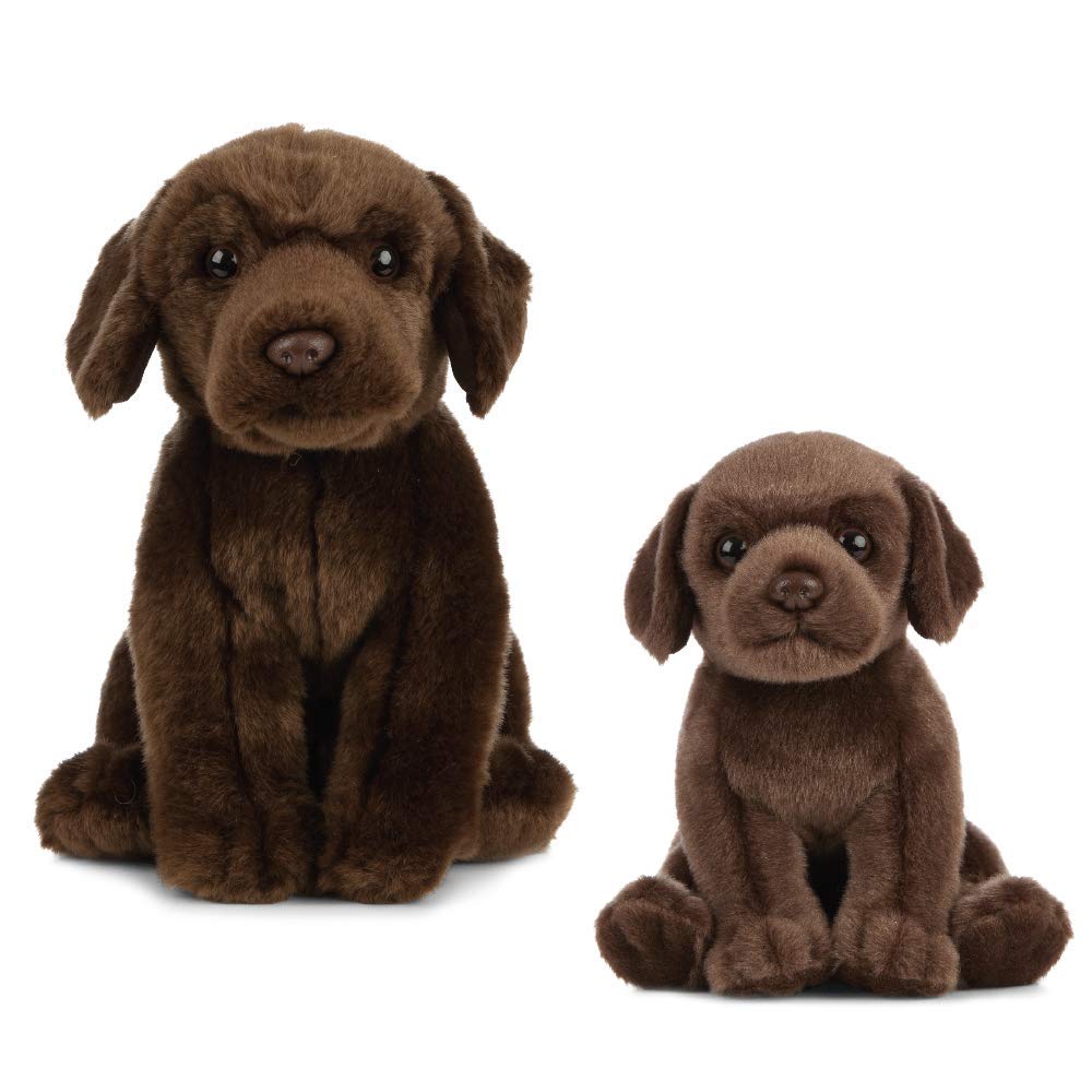 Living Nature AN490 Plüschtier Hund und Welpe, Dunkelbraun, Bundle