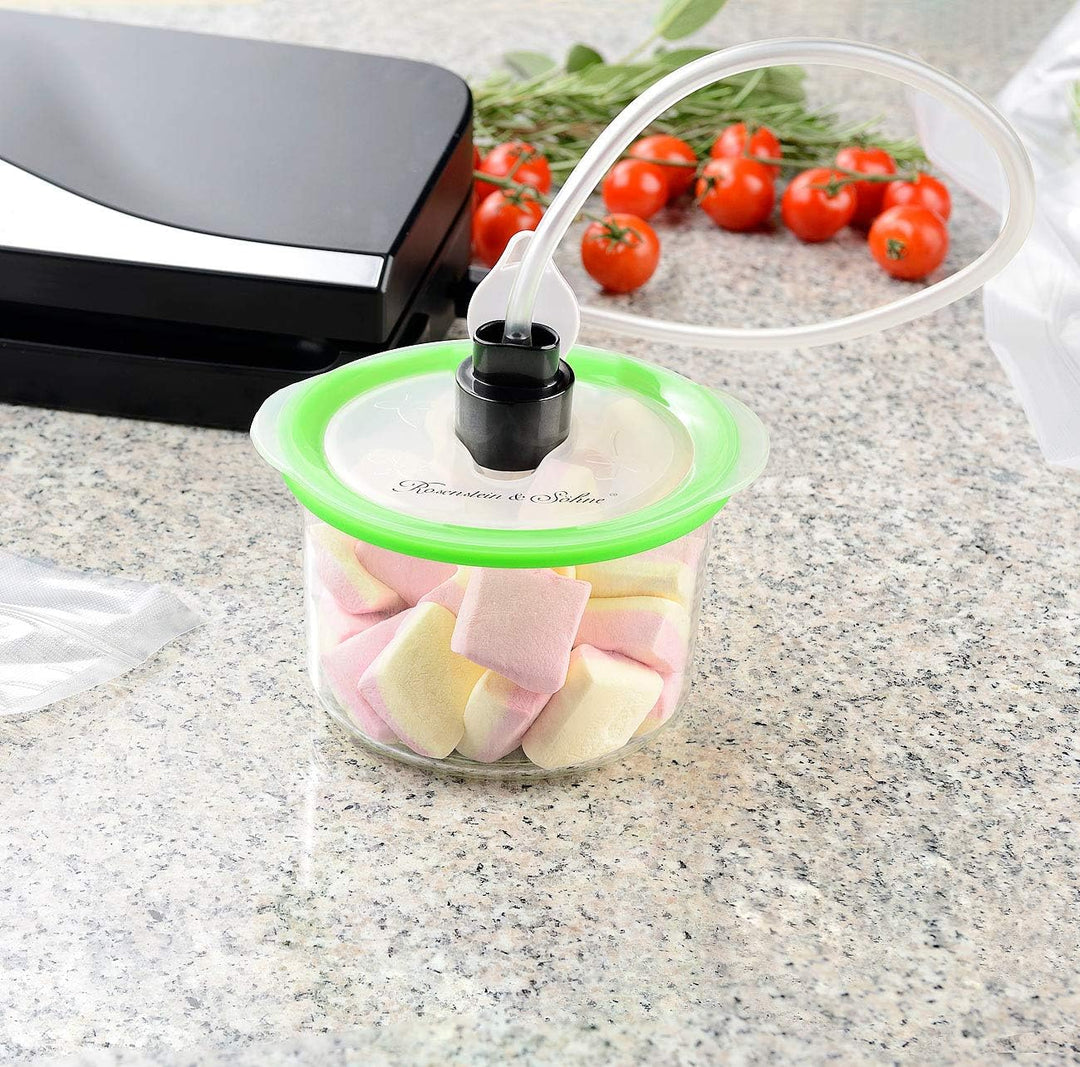 Rosenstein & Söhne Folienschweissgerät: 2in1-Vakuumierer BV-200.duo für Folien & Dosen, doppelte Nah