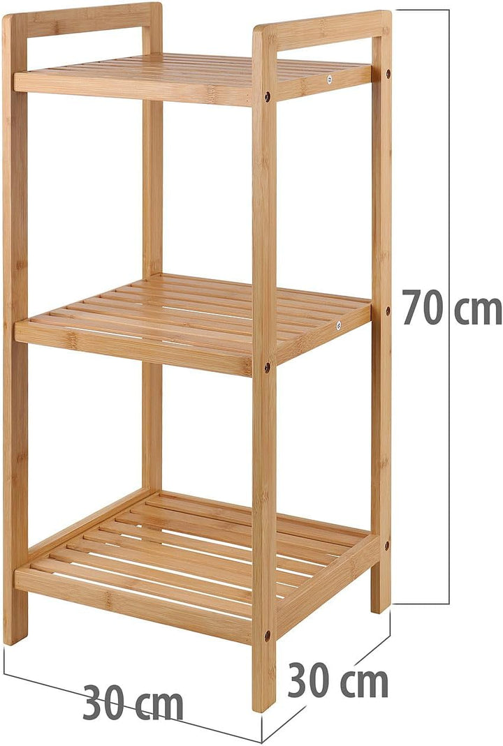 Rosenstein & Söhne Regale: 2er-Set Bambus-Standregal mit 3 Ablagen, 30 x 30 x 70 cm, Bambus (Bad Reg
