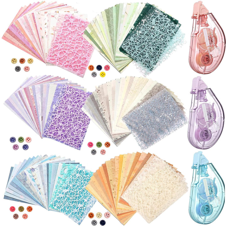 156 Blatt strukturiertes Scrapbook-Papier und Mesh-Gewebe sortiertes Set, 6er-Pack gemischtes Spezia