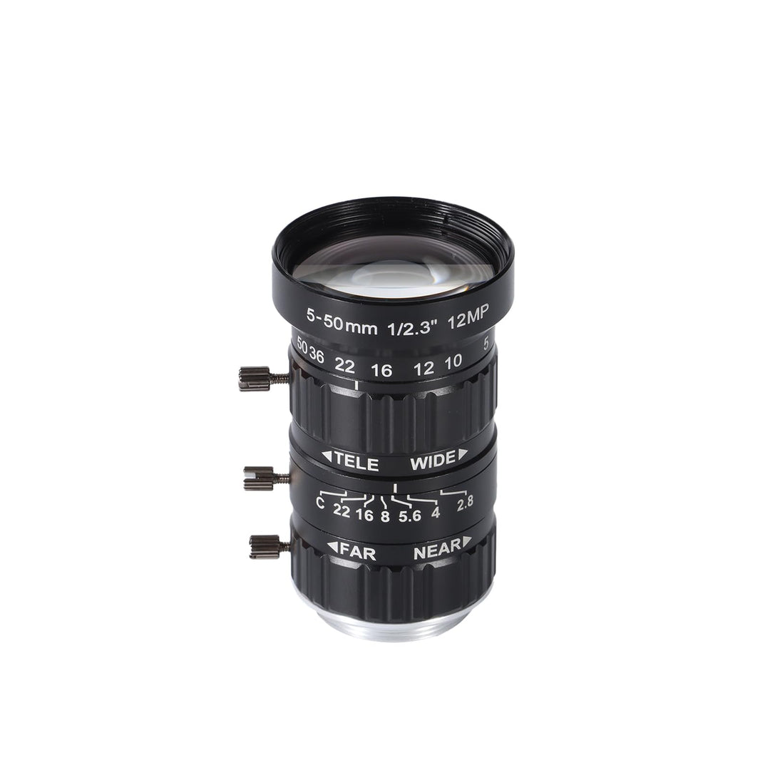 Zowietek 5-50 mm 12 MP C-Mount Zoomobjektiv mit geringer Verzerrung, mit C-CS-Adapter, für Zowietek