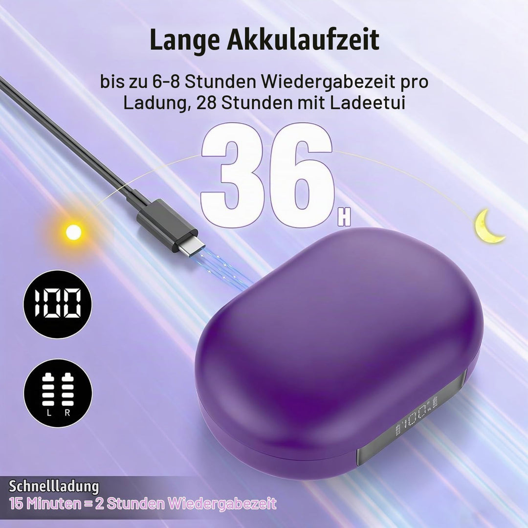Open Ear Kopfhörer Bluetooth 5.4, 2026 Bluetooth Kopfhörer mit 14,2 mm Treiber, 36Std Ohrhörer Tiefe