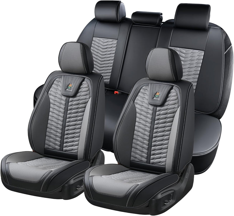 FLORICH Autositzbezüge, Premium Leder Vorder und Rücksitzbezüge, 5 Stück, universelles Auto-Innenaus
