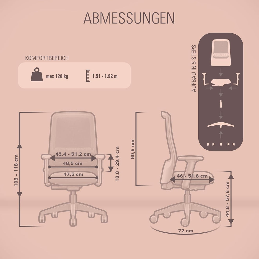 Interstuhl SMART AIR Bürostuhl - Made in Germany mit 10 Jahren Garantie, ergonomischer Drehstuhl mit