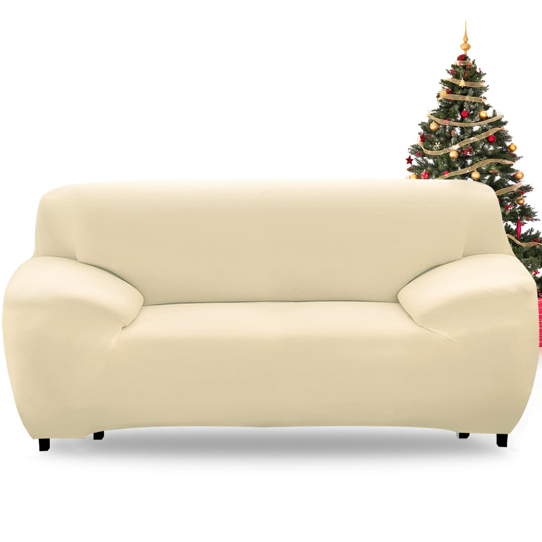 FIGOOO Sofabezug 3 Sitzer Stretch Sofabezüge mit Armlehnen Spandex Couchbezug Modern Anti-Rutsch Was