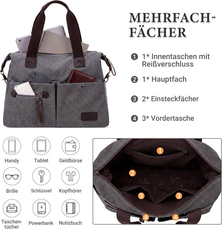 DIRRONA Mode Damen Canvas Handtasche Canvas Schultertasche Beiläufig Hobo Tasche Schule Einkaufen Tr