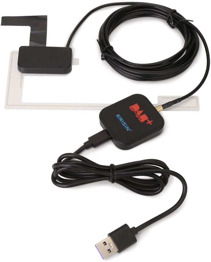 Erisin DAB+ Antenne DAB+ Scheibenantenne mit Empfänger Verstärker Antenne DAB Adapter für Autoradio