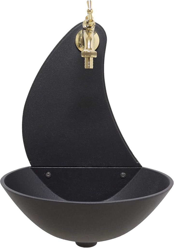 Wandbrunnen Modell Luna Farbe Gusseisen mit Wasserhahn Modell 303L aus poliertem Messing für Haus un