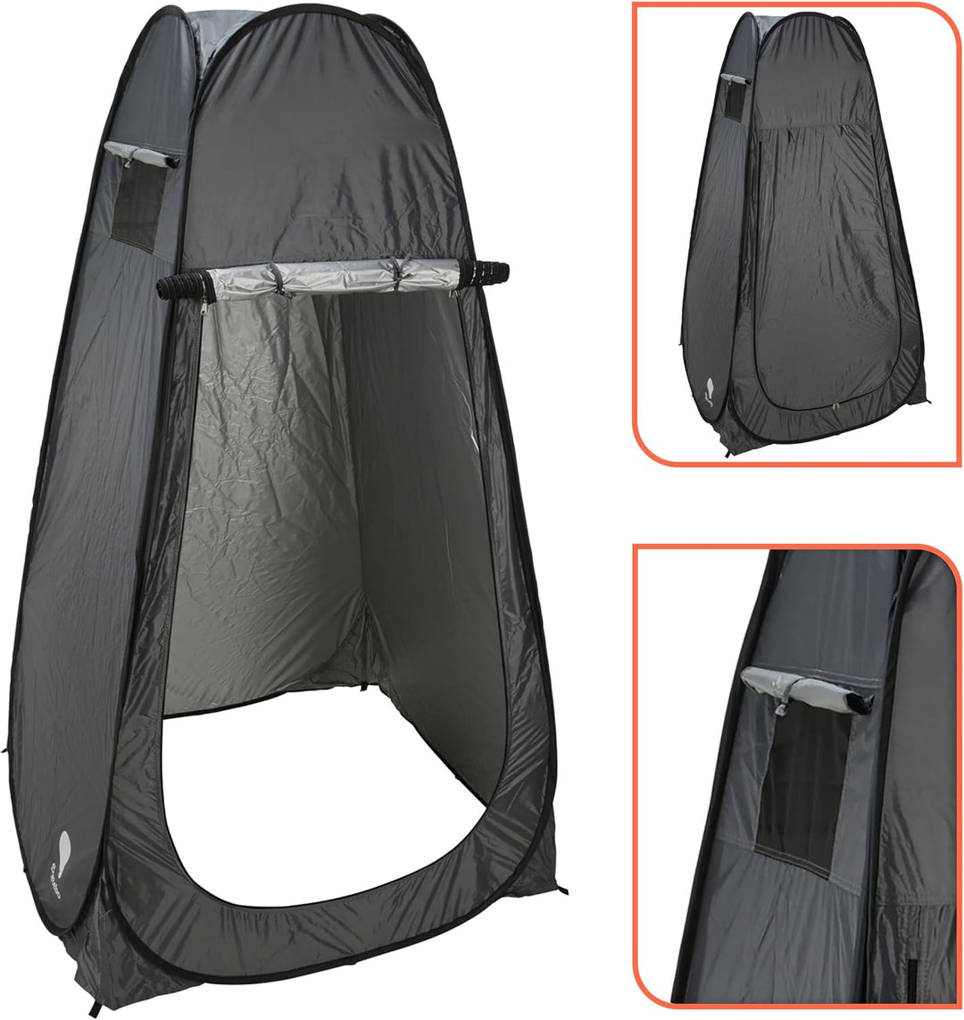 Pop Up Umkleide Wurfzelt Blickdicht mit Reissverschluss - 190 x 110 cm - Camping Toilettenzelt grau
