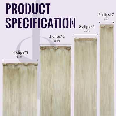 Fshine Echthaar Extensions Clip Weisse Blondine 40cm/16zoll Remy Haarverlängerung Echthaar Clip 120g