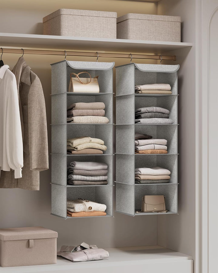 SONGMICS Hängeorganizer, 2er Set, Schrank-Organizer, Hängeregal, Hängeaufbewahrung, faltbar und plat