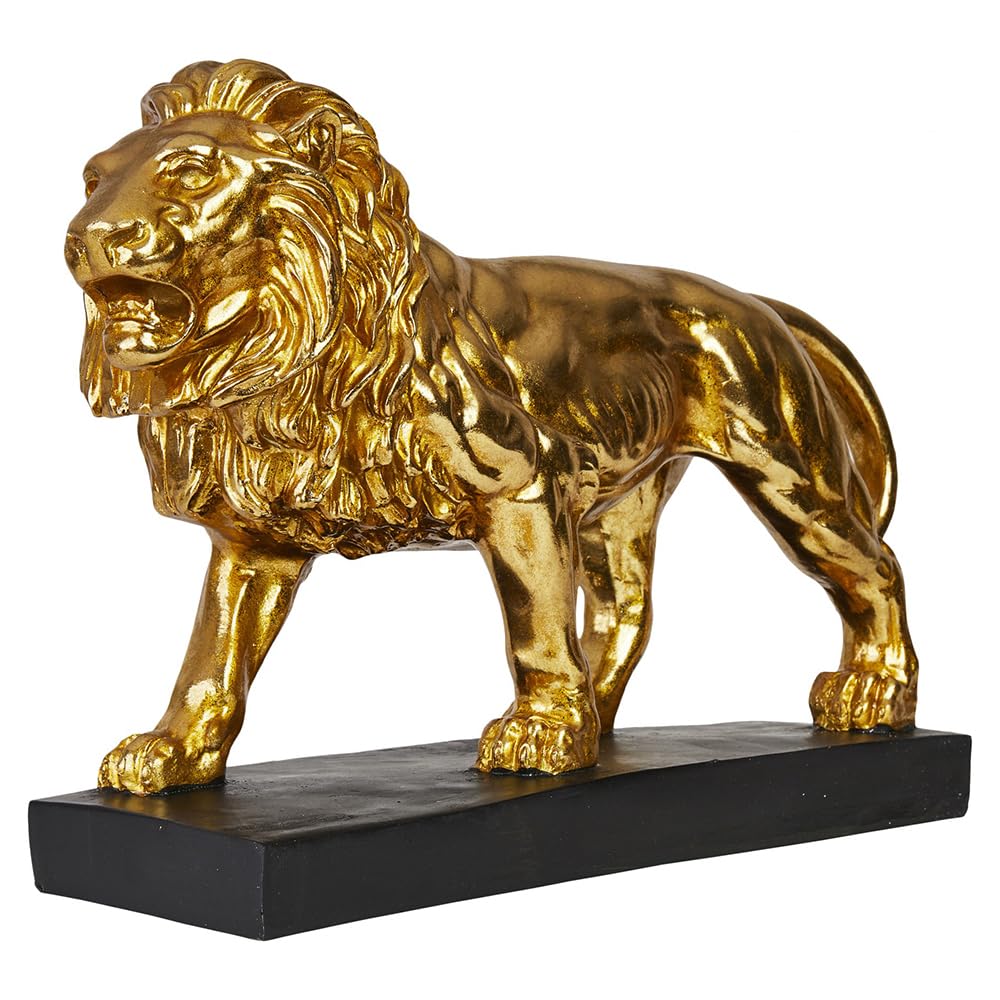 Hansmeier® Deko Skulptur Löwe | Gold | Für Aussen und Innen | 43 x 28 x 13 cm | Deko Statue Flur