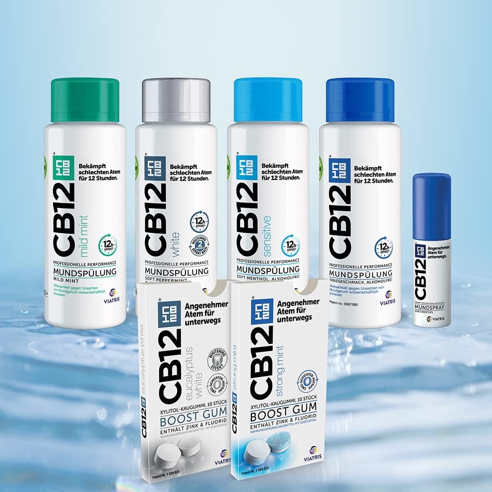 CB12 White – Angenehmer Atem für 12 Stunden und weissere Zähne – 500 ml, Minze, für Mundgeruch Behan