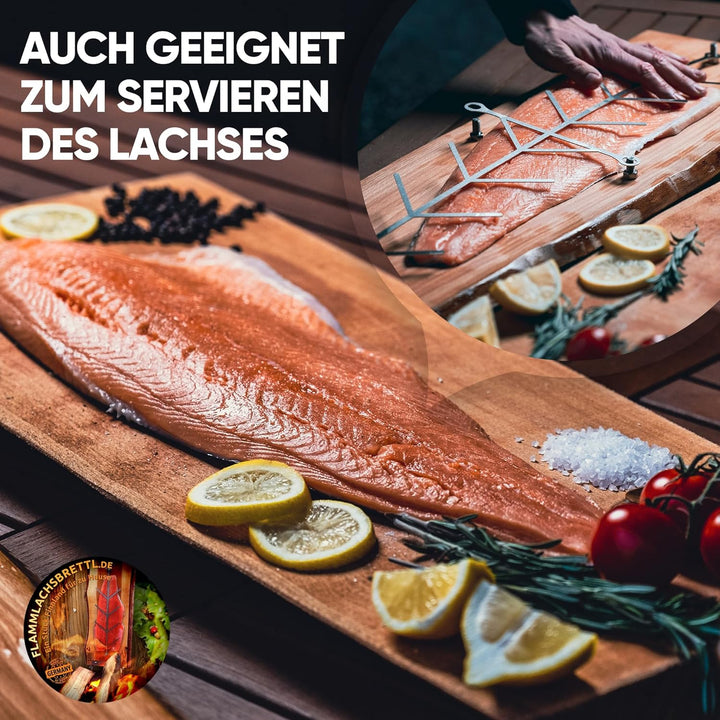 XL Flammlachbrett [mit 5 verstellbaren Einstellwinkel] aus Lärchenholz mit Maserung | ca. 200-290 x