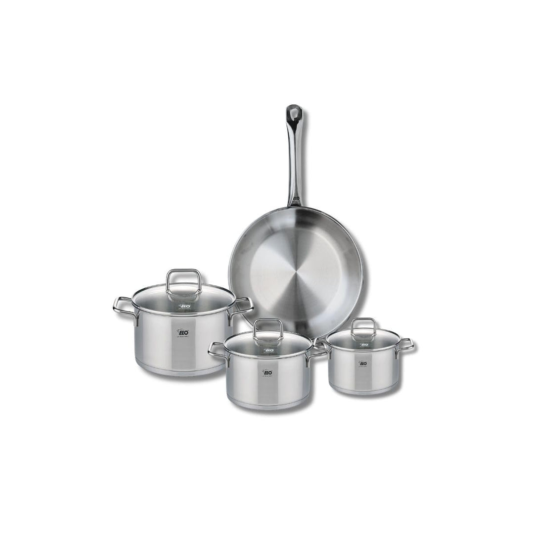 ELO 9693750 Kochgeschirr-Set, 4-teilig, 1 Bratpfanne 24 cm und 3 Kochtöpfe 12, 14 und 16 cm Elo Prof