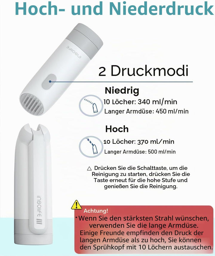 Insolife Portable Bidet - Po Dusche Elektrisch Tragbares Bidet für persönliche Hygiene Reinigung, Po