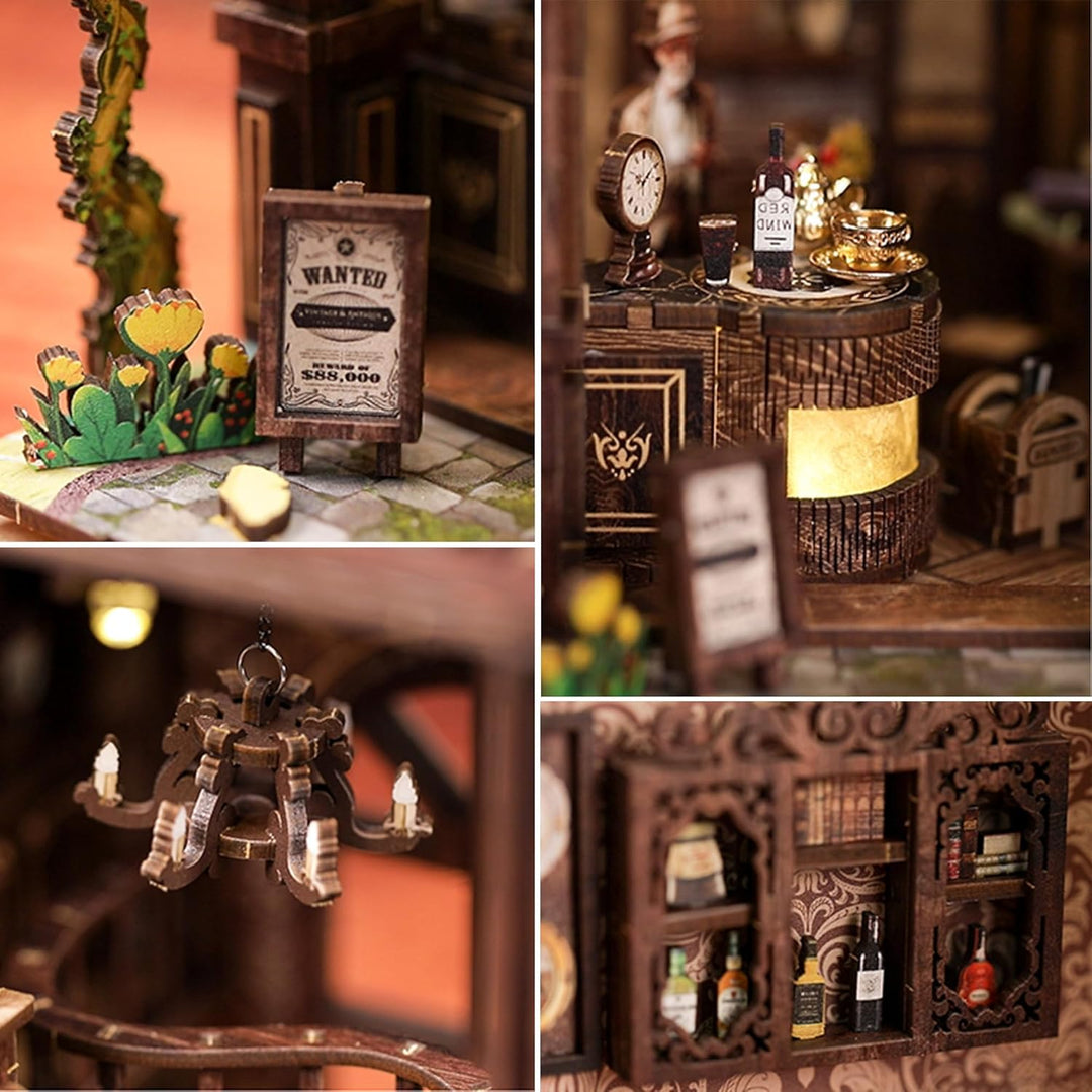 Book Nook Kit für Erwachsene - CRIOLPO DIY Miniatur Haus Holzpuzzle 3D Puppenhaus - Buchstütze für B