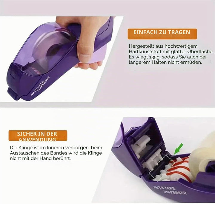 Automatischer Klebebandabroller - Handheld Automatic Tape Dispenser für Geschenke und Pakete Lila, L