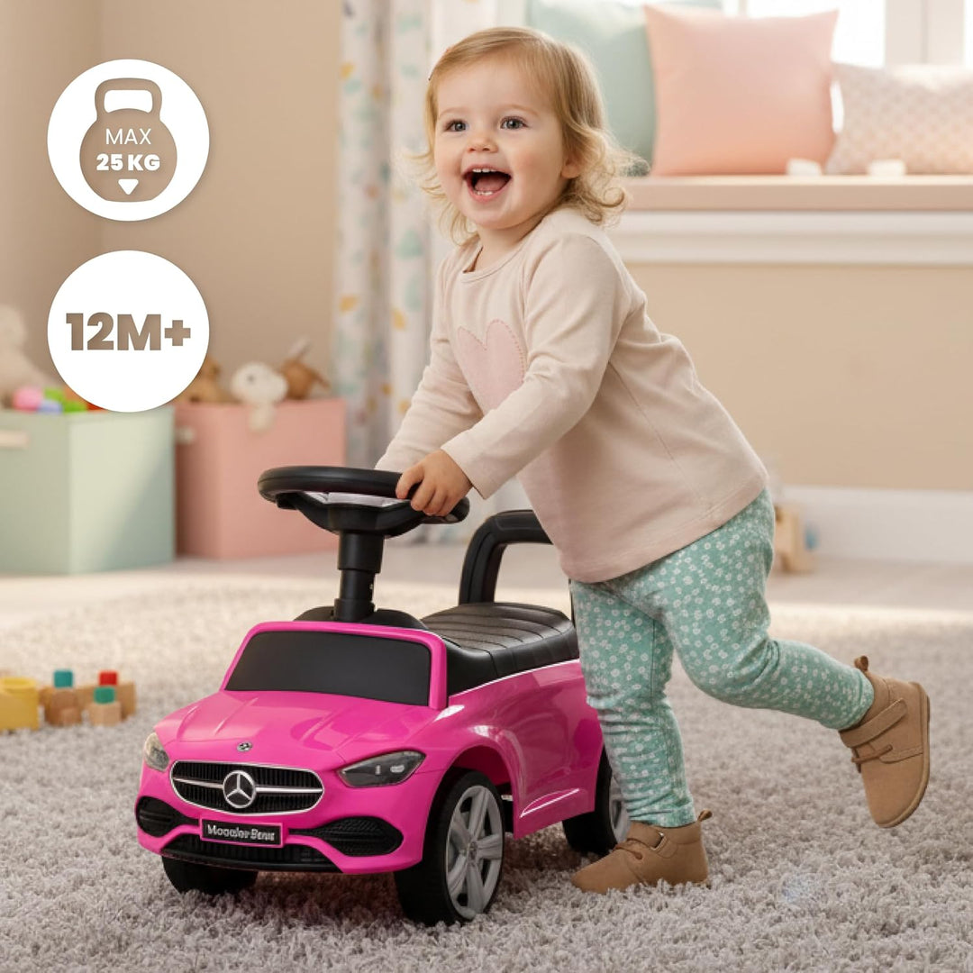 sun baby Rutschauto ab 1 Jahr Mercedes C-Class, Kinderfahrzeug für Jungen und Mädchen mit Audio-Lenk