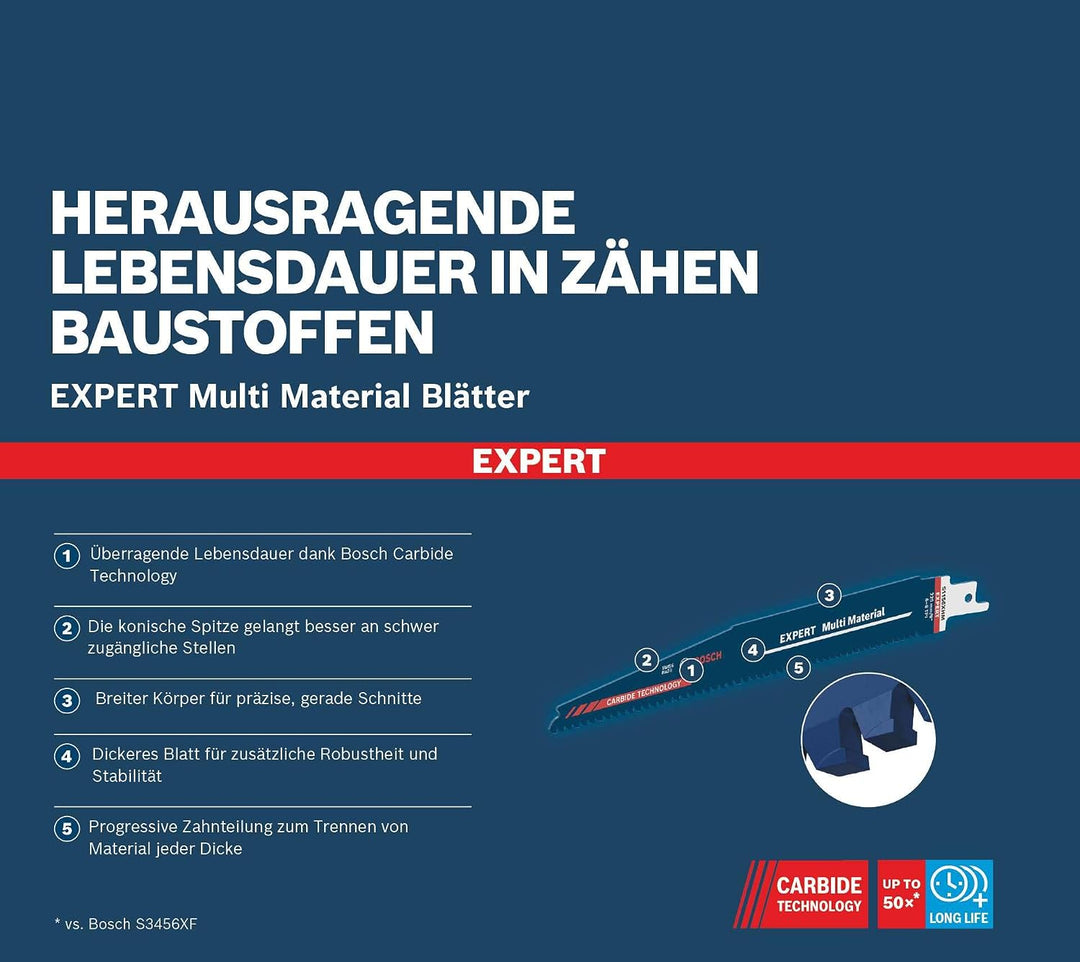 Bosch Professional 3x Expert ‘Multi Material’ S 1156 XHM Säbelsägeblatt (für Gusseisen, Länge 225 mm