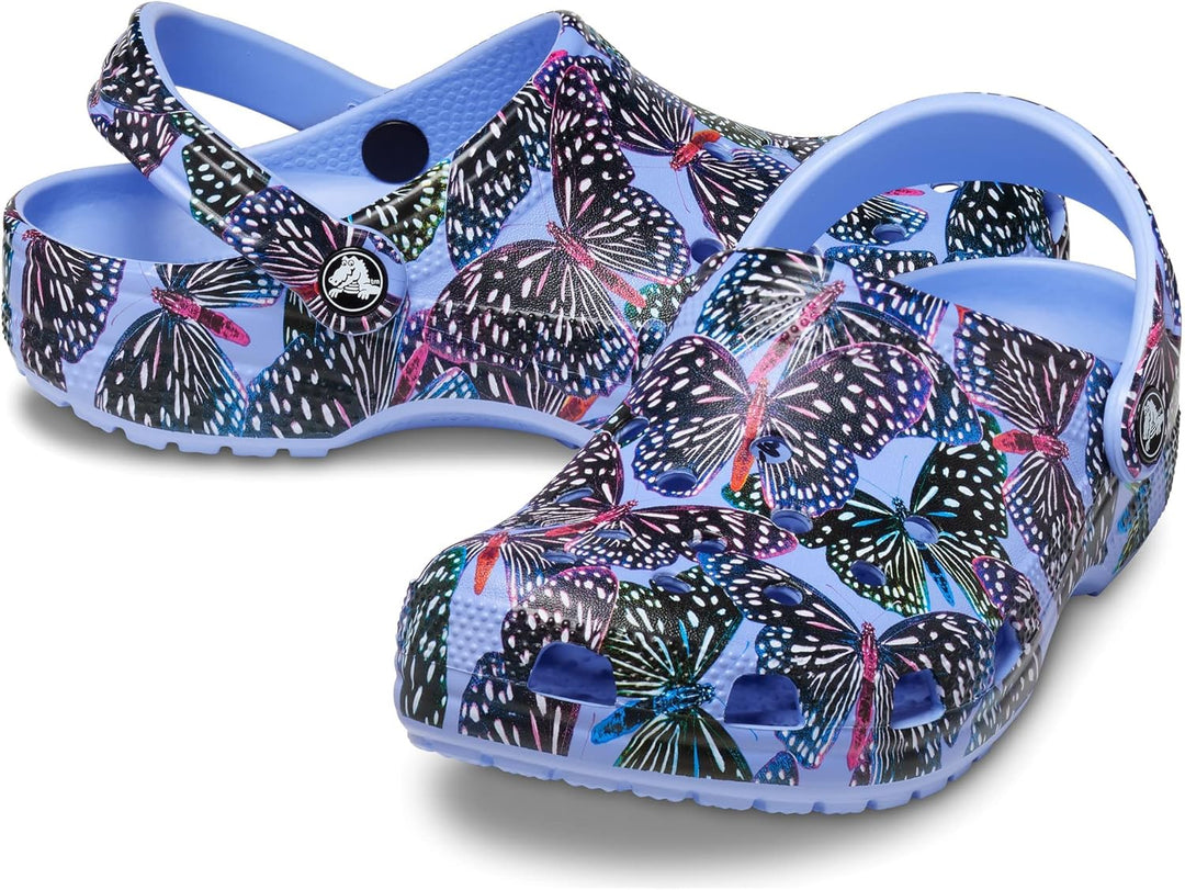 Crocs Unisex Classic Printed Floral ClogsHolzschuh 40/42 EU Moon Jelly Multi Butterfly, 40/42 EU Moo
