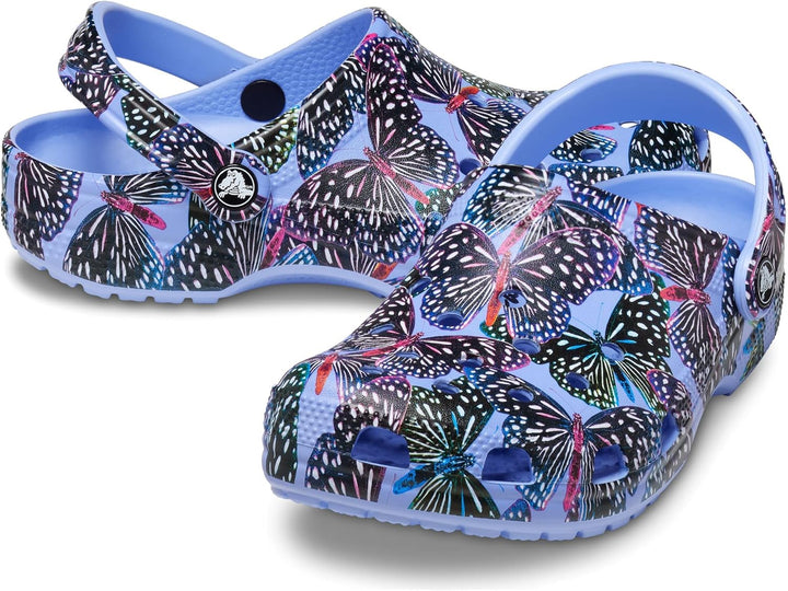Crocs Unisex Classic Printed Floral ClogsHolzschuh 40/42 EU Moon Jelly Multi Butterfly, 40/42 EU Moo