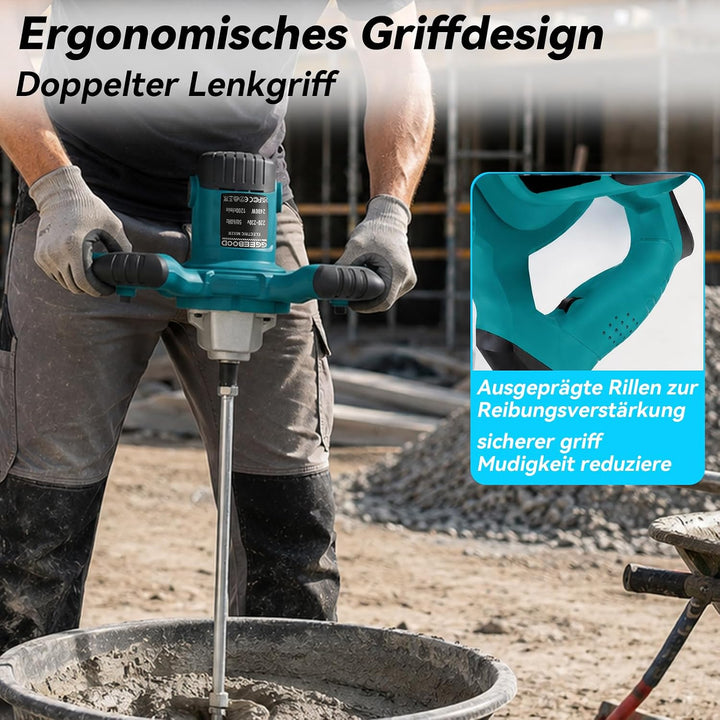 Mörtelrührer, 2400W Rührwerk mit 6-Gang-Getriebe, 1200r/min Quirl Mörtelrührer, Bürstenloser Reiner