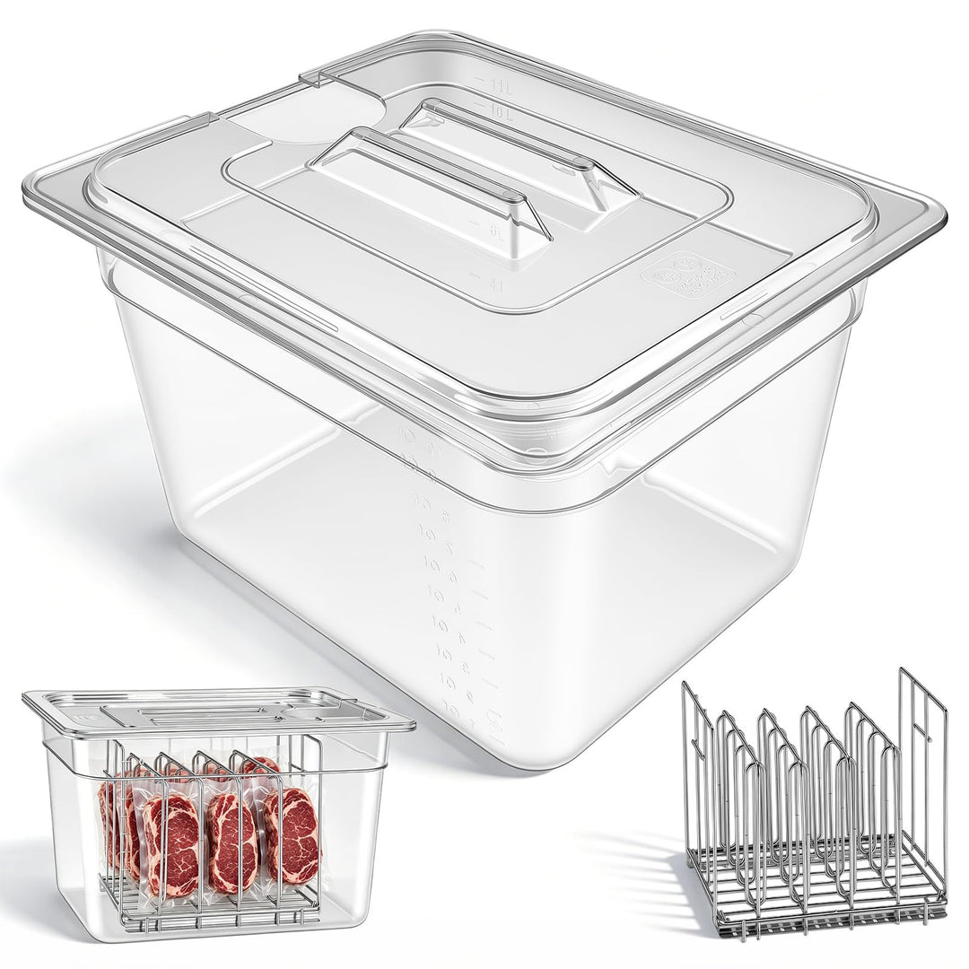 Sous Vide Behälter, 11L Sous Vide Container mit Deckel und Rack für Sous-Vide Stick Garer Mehrere Ma