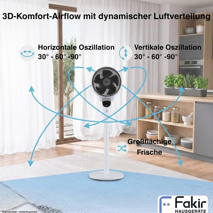 Fakir prestige VC° 550 2in1 Standventilator – leiser DC-Motor, 12 Stufen, Weiss, Weiss