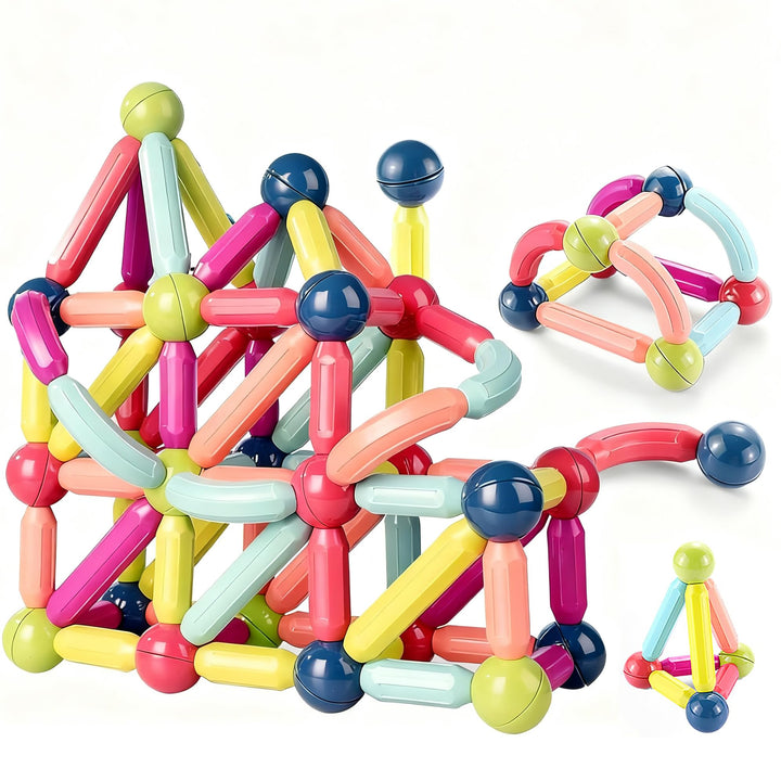 Magnetische und Stangen, 88 Stück magnetische Kugeln, Magnetbaustäbchen-Set, Bausteine, Fliesen, STE